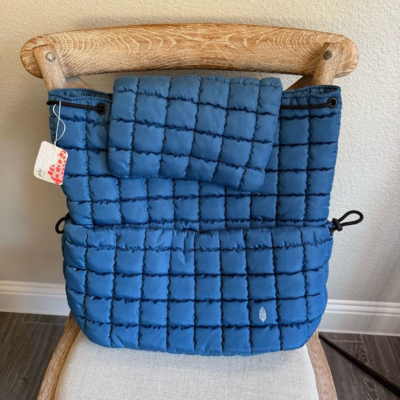 Free People Handbags - Free people quilted hiker backpack French blue